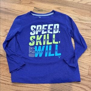 Old Navy Purple Long-Sleeve Tee with 'Speed, Skill, and Will' Graphic size Small